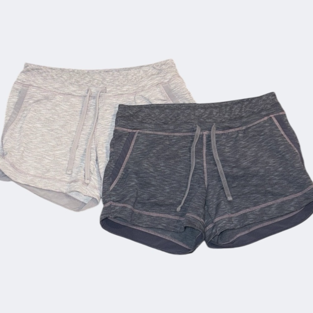 Athleta 2/$30 Knit Drawstring Shorts Size XS Heather Grey / Dark Heather Grey